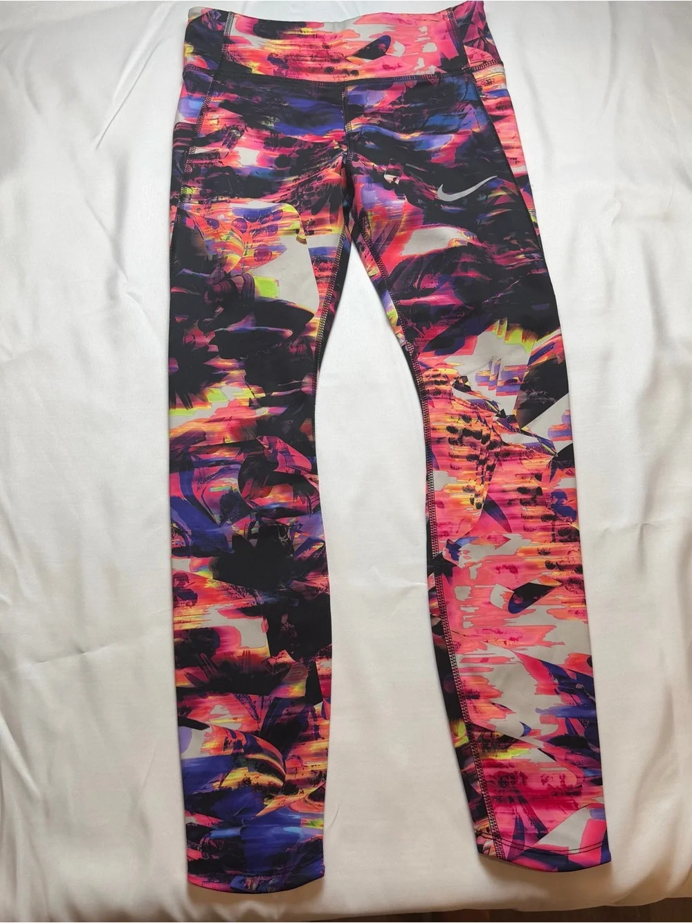 Nike Dri-Fit Running Leggings Women’s Small Abstract Pink Purple Zip Pocket